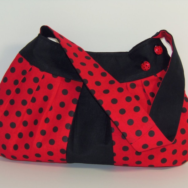 Ladybug Purse Sac fourre-tout à bandoulière rouge et noir à pois