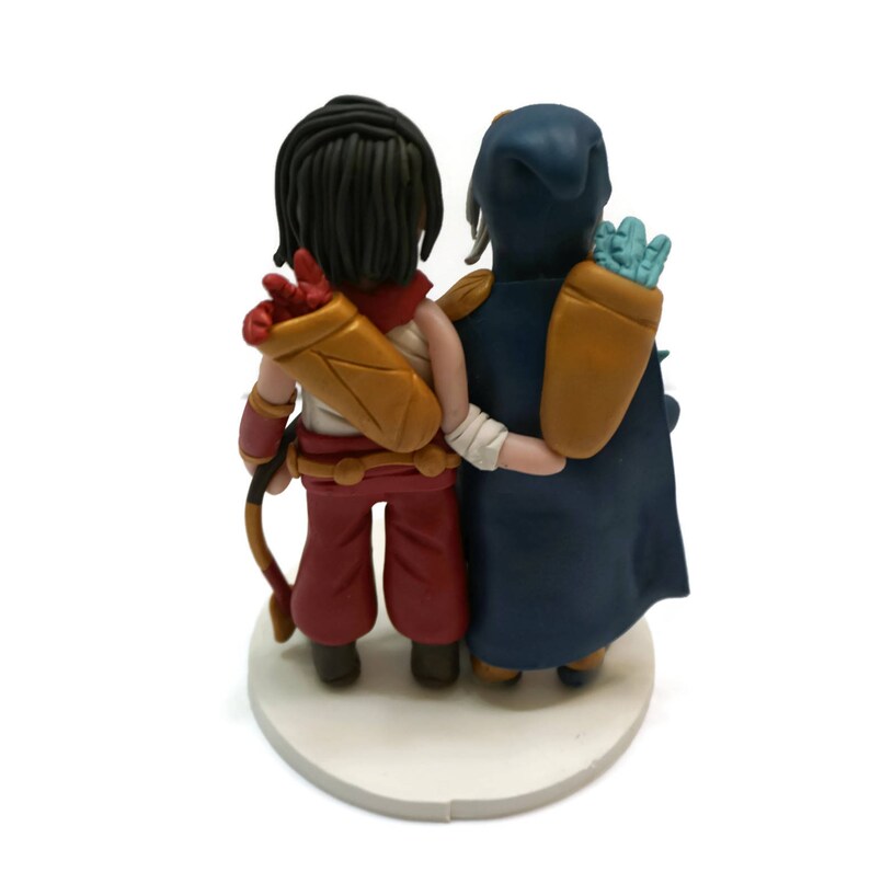 Custom League of Legends and Palladins Inspired Gaming Couple Wedding Cake Topper Ashe