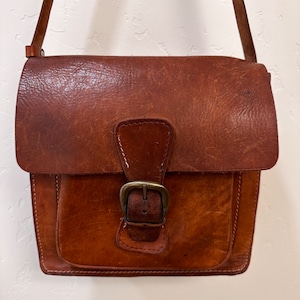 Distressed Leather Saddle / Satchel Handbag