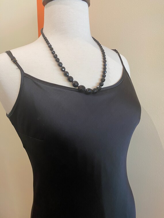 Vintage French Black Graduated Bead Necklace - image 4