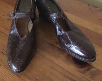 1920"s Gatsby Mary Jane Chocolate Brown Shoes
