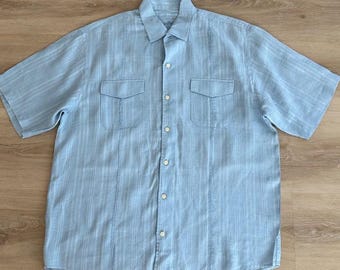 Tommy Bahama, Men's Large Linen Pale Blue Shirt
