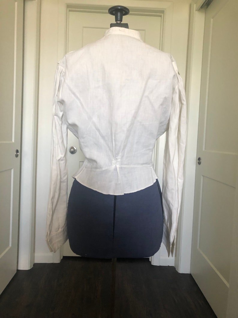 1900 Antique Edwardian Cream Color Ladies Button Front Blouse