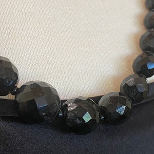 Vintage French Black Graduated Bead Necklace image 8