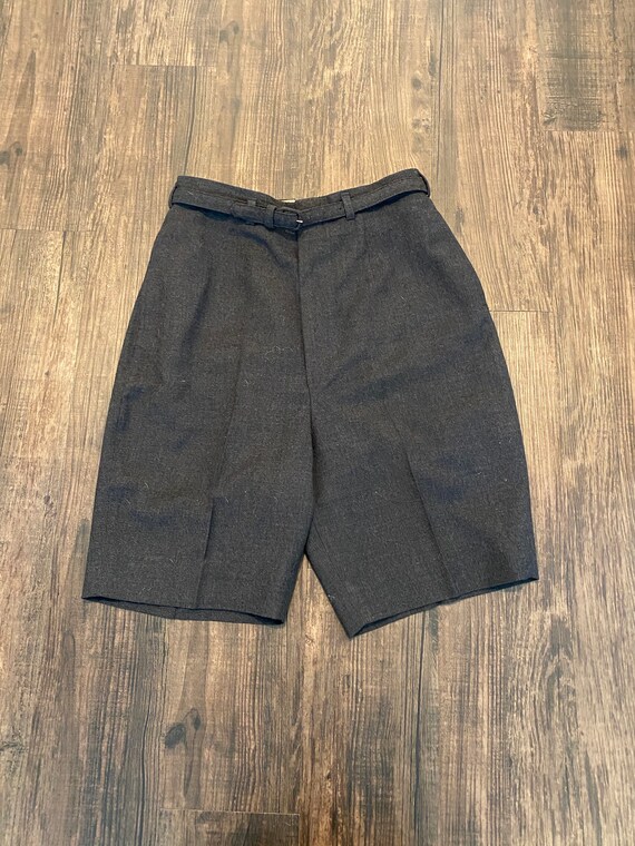 1950's Harburt, Charcoal Gray Wool Women Shorts