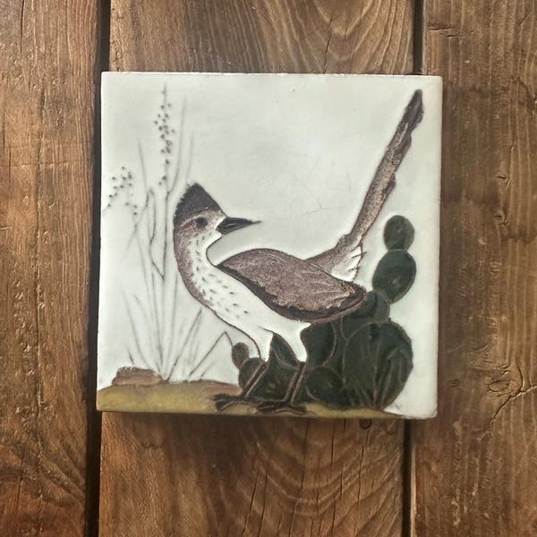 Handmade Pottery Roadrunner Tile Trivet