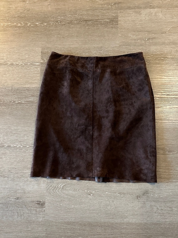 Brown Suede Medium Pencil Skirt - image 1