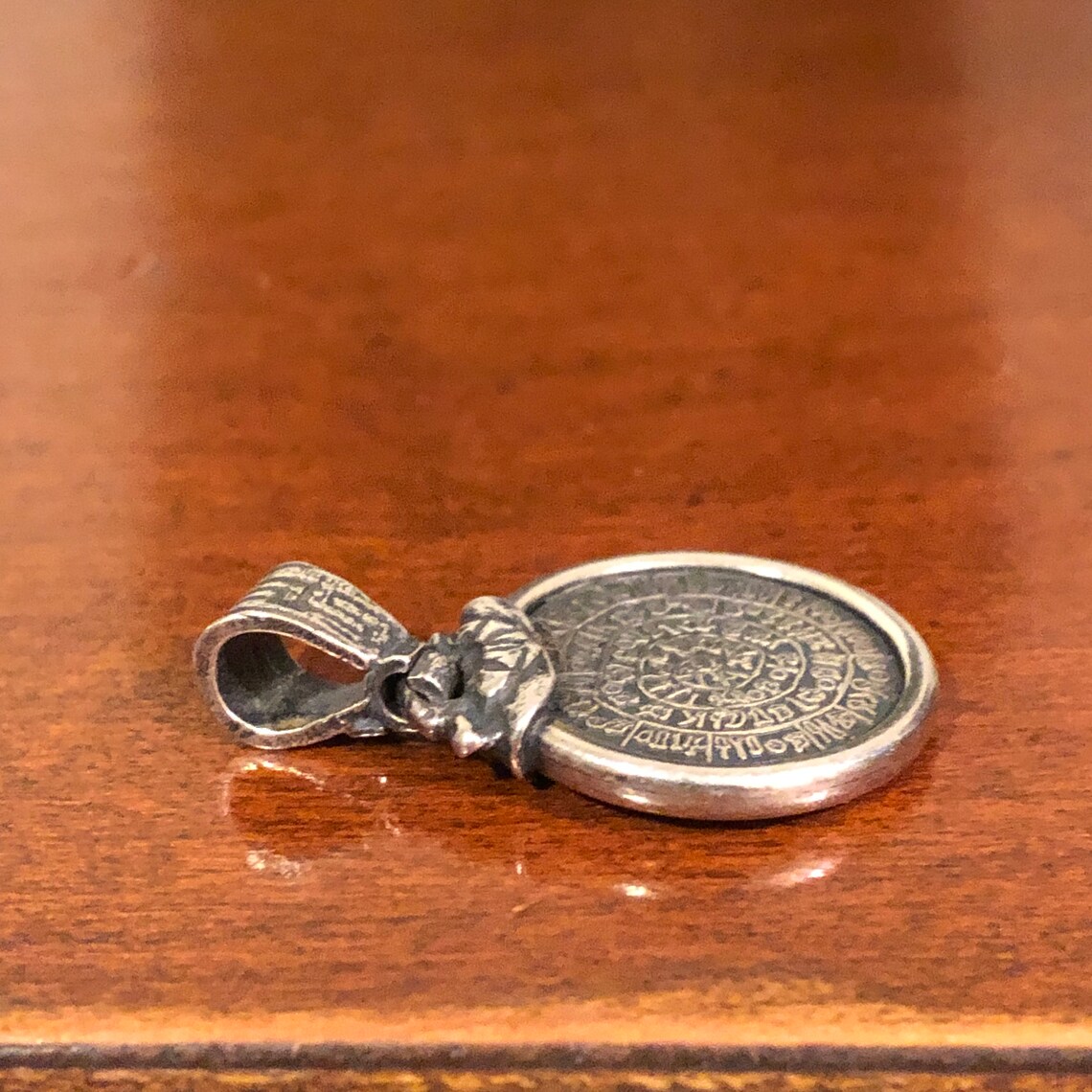 Greek Calendar Silver Tone Pendant Etsy