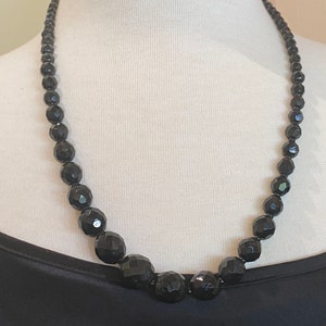 Vintage French Black Graduated Bead Necklace image 2