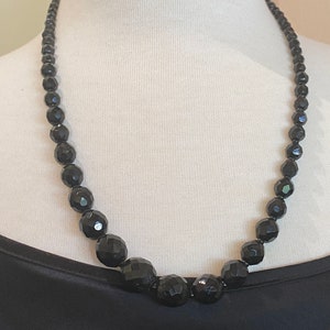 French Black Graduated Bead Necklace