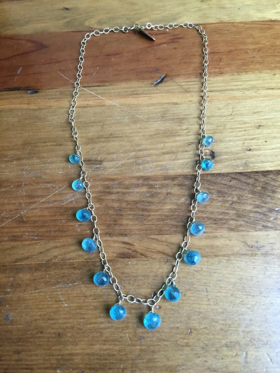 Blue Crystal Beaded Necklace - image 1