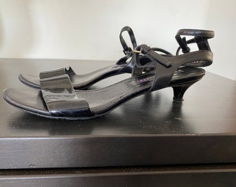 Ralph Lauren Collection, Purple Label, Black Patent Leather Sandals - Size 6