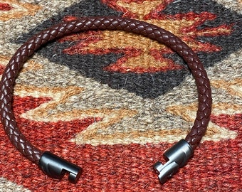 Unisex Brown Leather Braided Bracelet