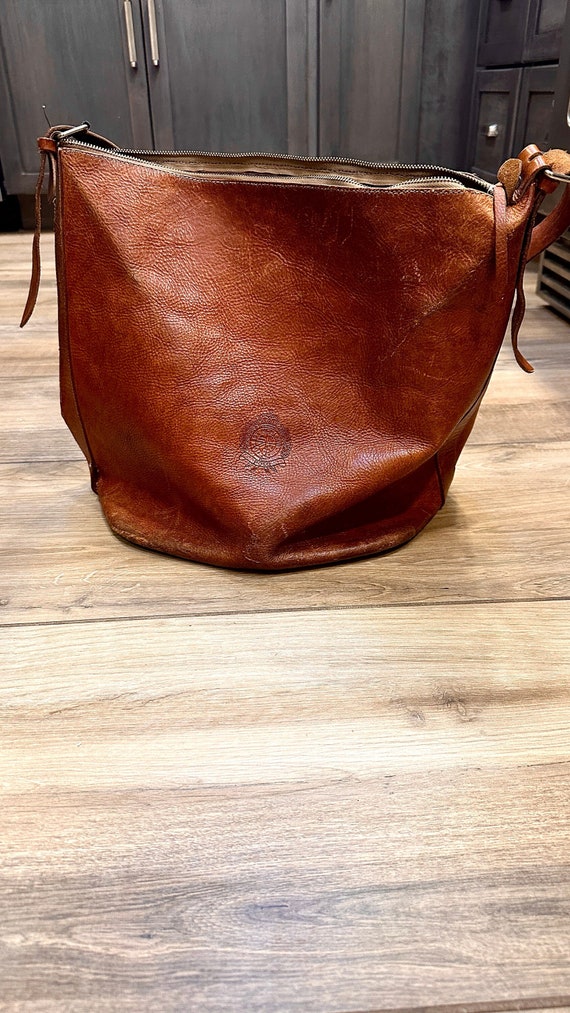 Distress Large Ralph Lauren Polo Leather Bag//Made