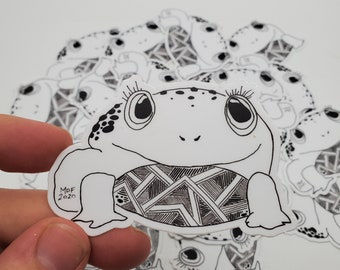 Black and White Waterproof Frog Sticker