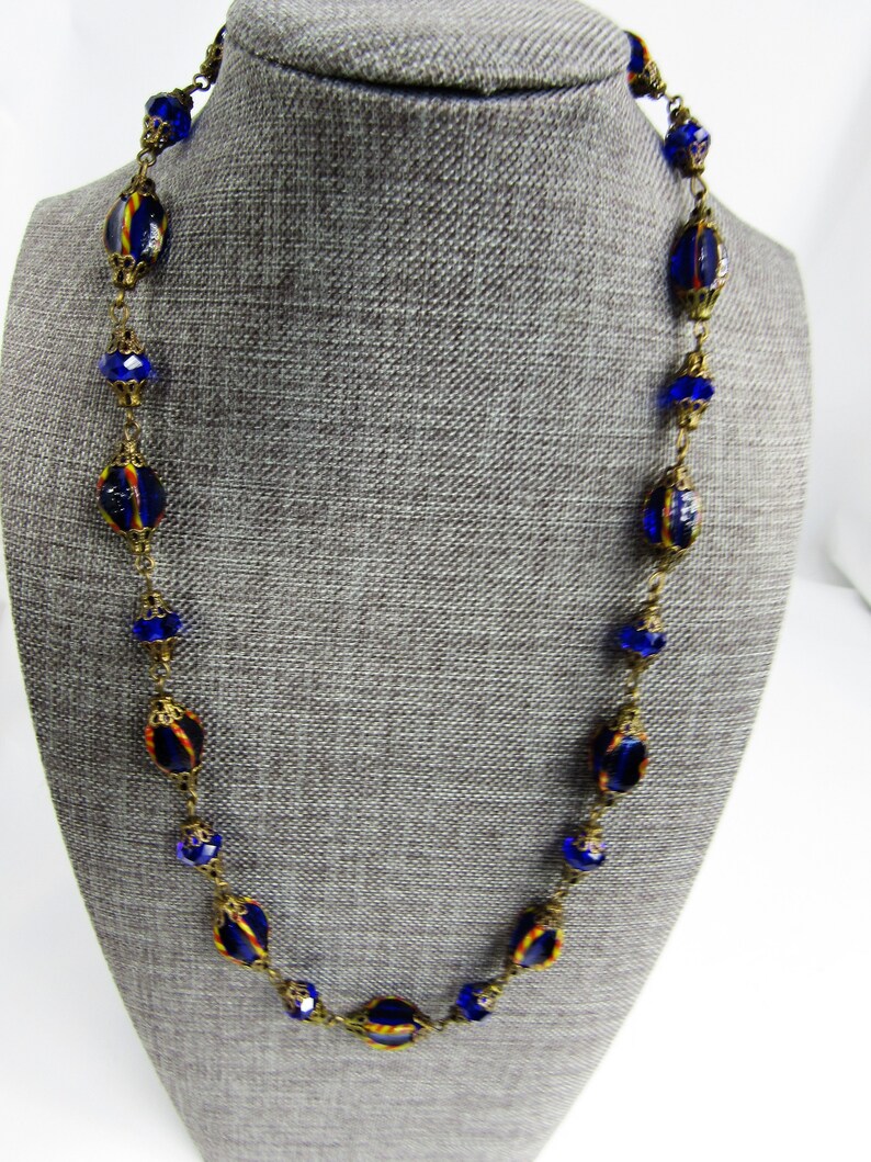 Art Glass Necklace Vintage Czech Glass Necklace Unique Glass Etsy