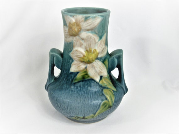 Roseville Pottery Vintage Roseville Vase Roseville Clematis Etsy