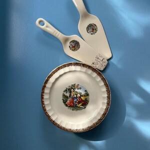 Vintage Cronin China Co. Courting Couple dessert set