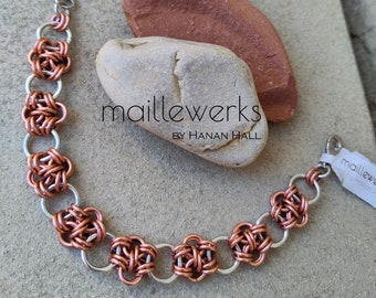 Copper Rose Gold & Silver Chainmaille Bracelet / Chainmaille Link Bracelet / Handcrafted by Hanan Hall / Maillewerks