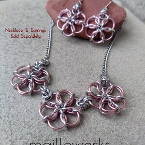 Silver & Copper Triple Flower Blossom Necklace / Chainmaille Flower Necklace / Handcrafted by Hanan Hall / Maillewerks image 6