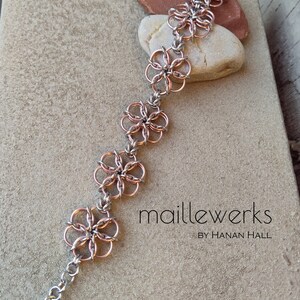 Silver & Light Copper Rose Gold Flower Bracelet / Large Blossom / Chainmaille Flower Bracelet / Handcrafted by Hanan Hall / Maillewerks image 7