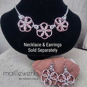 Silver & Copper Triple Flower Blossom Necklace / Chainmaille Flower Necklace / Handcrafted by Hanan Hall / Maillewerks image 3
