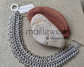 Silver Chainmaille Mesh Bracelet / Wide Silver Mesh Toggle Bracelet / Casual Silver / Maillewerks / Hanan Hall / Chain Mail Jewellery