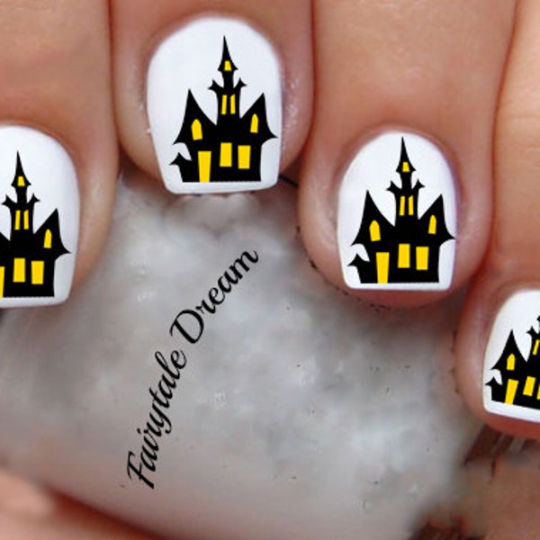 1189 Halloween Haunted House 20 Water Slide Nail Art Transfer Decals stickers