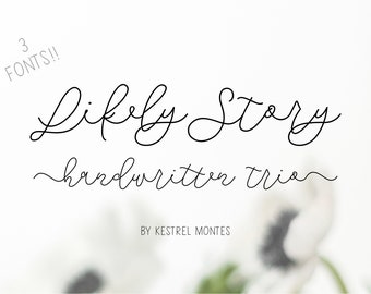 3 Modern Hand-lettered Fonts with swashes and multilingual support, Likely Story font by Kestrel Montes