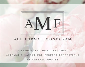 Monogram Font by Kestrel Montes, All Formal Monogram Font, Traditional Monogram Format, DIY wedding invitation font, business logo font