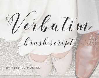 Calligraphy Font by Kestrel Montes, Verbatim Modern Brush Calligraphy Wedding Font, Web Font, Digital Font Download, Wedding Invitation Font