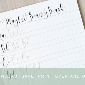 Playful Brush Calligraphy Lettering Worksheets, Calligraphy Practice Guides, Learn Calligraphy, Printable Brush Calligraphy Practice Sheets