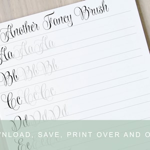 Modern Brush Calligraphy Lettering Worksheets, Calligraphy Practice Guides, Learn Calligraphy, Printable Calligraphy Practice Sheets