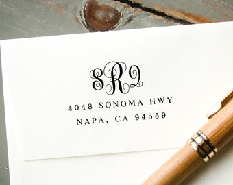 Monogram Address Stamp, Self-Inking Return Address Stamp, Personalized Rubber Stamp, Custom Wedding Stamp: Housewarming, Wedding Gift