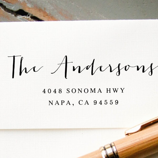 Self-Inking Calligraphy Address Stamp: Personalized Return Address