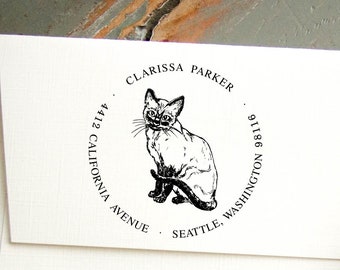 Self Inking Return Address Stamp, Custom Rubber Stamp, Cat Lover Gift Personalized Stamp, Custom Stamp, Wedding Stamp