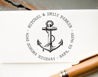 Self Inking Address Stamp, Custom Address Stamp, Anchor with Typewriter Font, Personalized Return Address Stamp, Engagement or Wedding Stamp