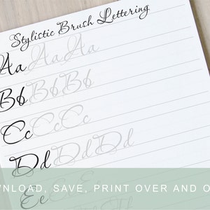 Stylyistic Brush Lettering Worksheet, Learn Brush Lettering, Learn Modern Calligraphy Practice Guide, Printable Calligraphy Practice Sheet