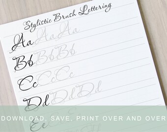Brush Lettering Practice Worksheet: Stylistic Calligraphy Guide (PDF)