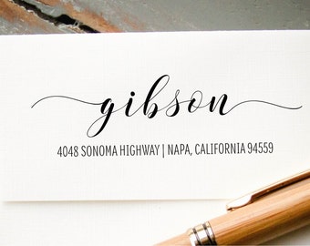 Calligraphy Address Stamp, Self-Inking Return Address Stamp, Custom Rubber Stamp, Custom Return Address Stamp, Personalized Stamp