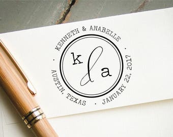 Self-Inking Save the Date Stamp, Round Engagement Announcement Stamp, Personalized Custom Rubber Stamp, Bridal Shower Invitaion Gift