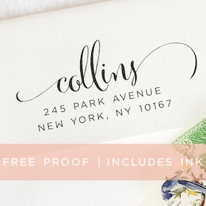 Personalized Return Address Stamp, Pre-inked Address Stamp, Custom Calligraphy Wedding Invitation Return Address Stamp