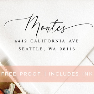 Calligraphy Custom Return Address Stamp: Pre-Inked Rubber Stamp