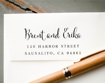 Self Inking Custom Address Stamp, Custom Stamp, Personalized Stamp, Personalized Return Address Stamp, Hand Calligraphy Look Engagement Gift