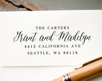 Hand Calligraphy Font Self Inking Address Stamp, Custom Return Address Stamp, Rubber Wedding  Address Stamp: RSVP Stamp, Engagement Gift