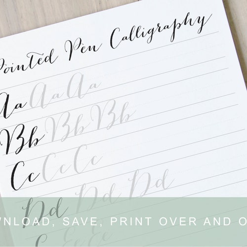 Modern Calligraphy Worksheet Pointed Pen Calligraphy Alphabet - Etsy