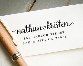 Address Stamp, Self Inking Stamp, Return Address Stamp, Custom Rubber Stamp, Personalized Stamp: New Couple, Engagement, Wedding Gift