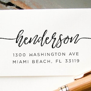 Return Address Stamp, Modern Brush Lettering Self Inking Address Stamp, Address Stamp, Wedding Address Stamp, Custom Address Stamp