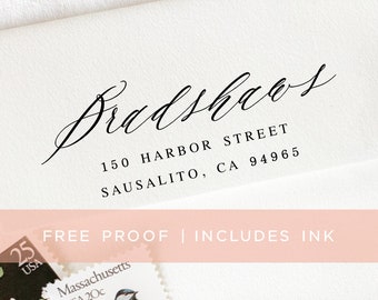 Romantic Script Personalized Return Address Stamp, Pre-inked Address Stamp, Custom Calligraphy Wedding Invitation Return Address Stamp