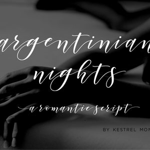 Calligraphy Font by Kestrel Montes, Argentinian Nights, Handlettered Calligraphy Font, Commercial Web Font, Wedding Invitation Swashes Font image 1